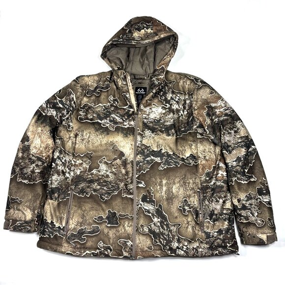 Realtree Excape Camo Insulted Hooded Puffer Jacket Parka Hunting Gear Mens 2XL - Picture 1 of 10
